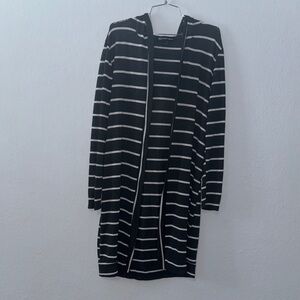 Black and White Striped Cardigan